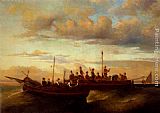 Italian Fishing Vessels at Dusk by Adolphe Monticelli